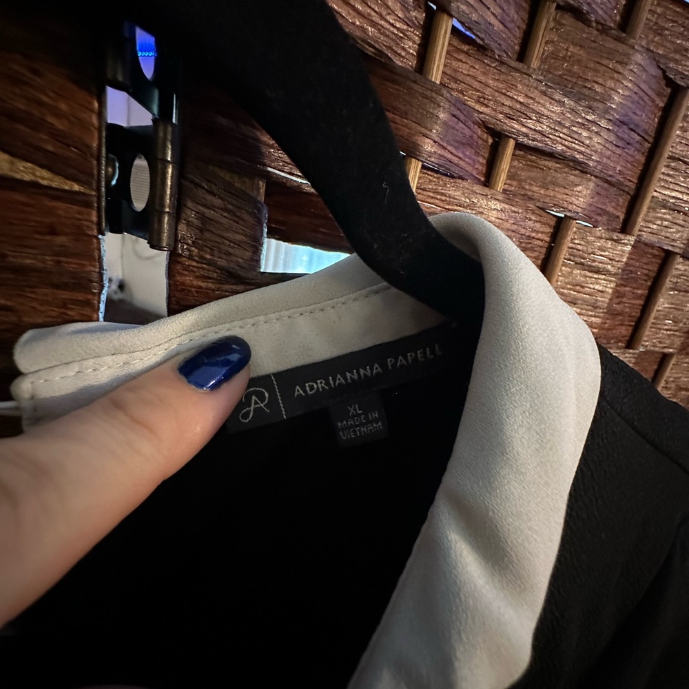 Adrianna Papell Dress Blouse with White collar and trim - Picture 5 of 6